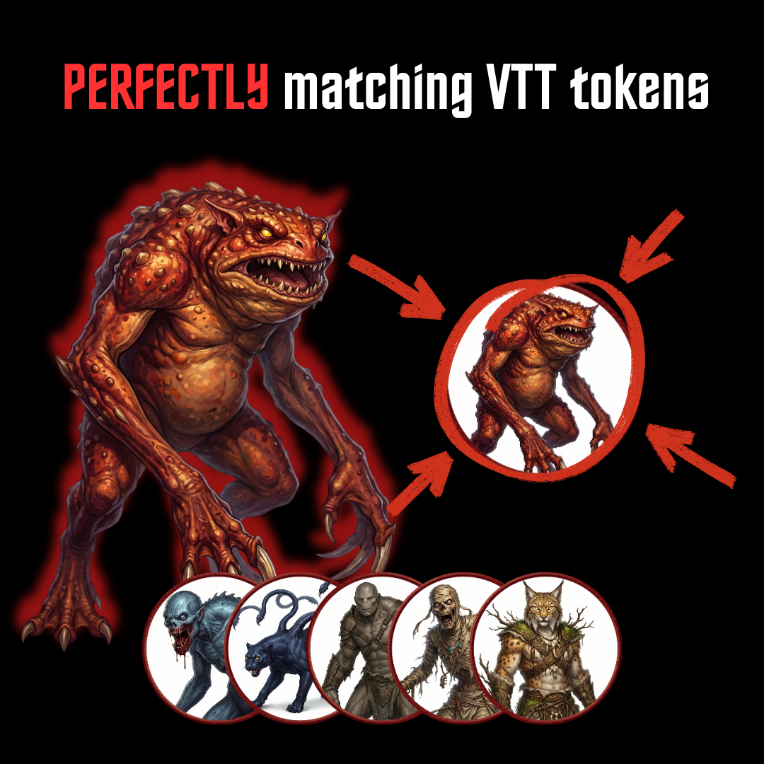 2.000 Resources RPG Bestiary - 1.000 Creature and 1.000 matched token fot VTT